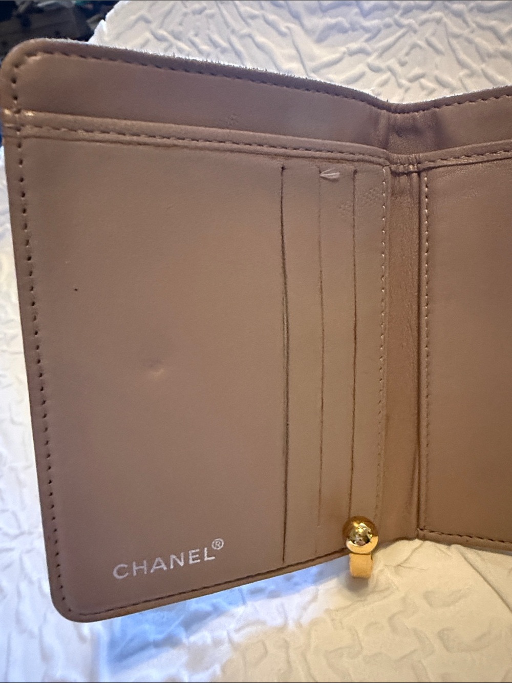Chanel Beige Canvas Card Trifold Wallet - Picture 5 of 9